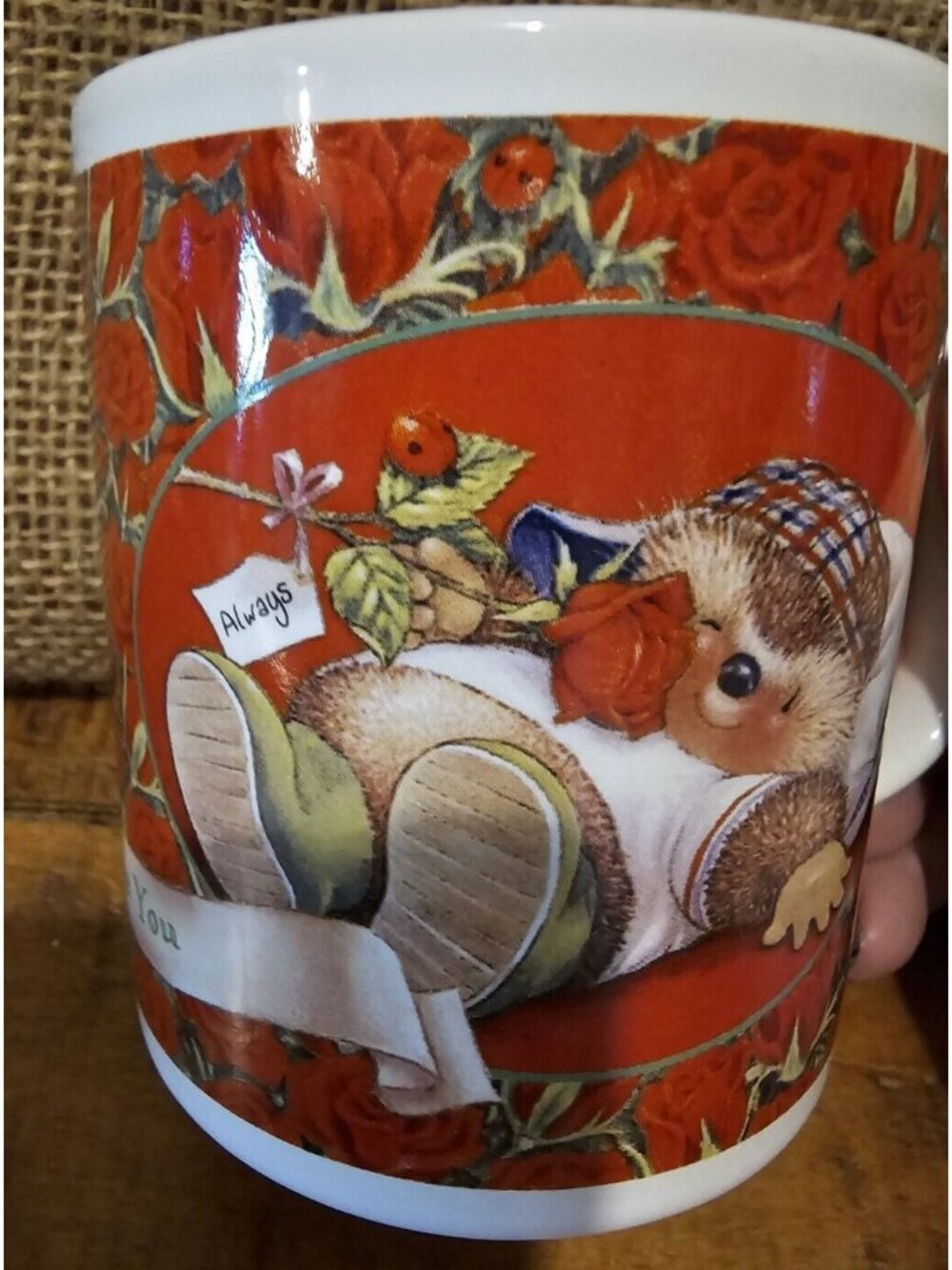Vintage 80's Gordon Fraser "I Love You Always" Red Coffee Mug Double Sided